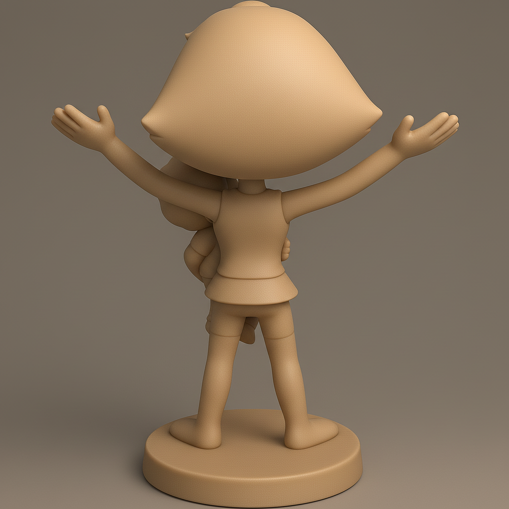 silhouette 3d printer maker-3d portrait printing_Joyful Mother with Child Figurine