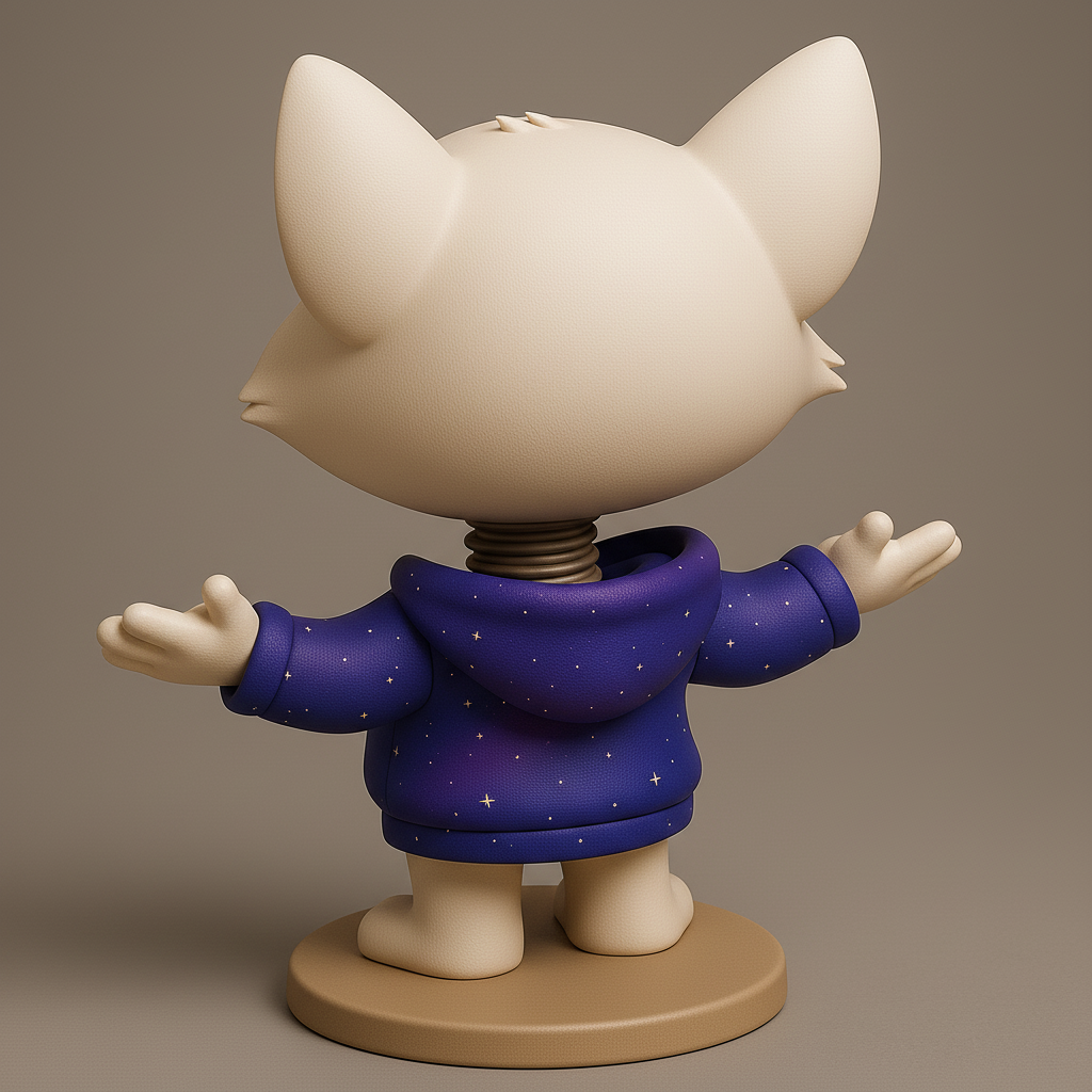 face anatomy 3d model-create 3d face model from photo_Cheerful Cat Character in Hoodie