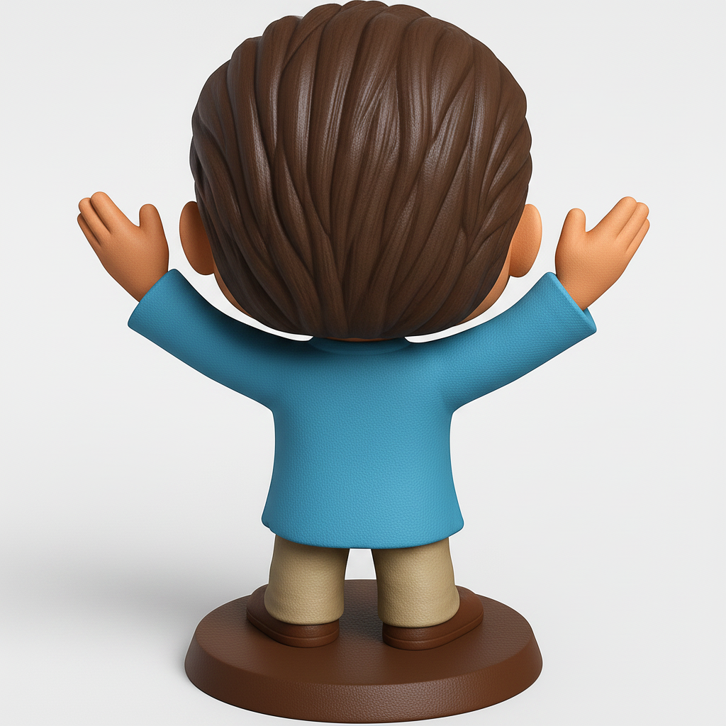 face anatomy 3d model-create 3d face model from photo_Happy Waving Man | Funko-Style Collectible Figurine