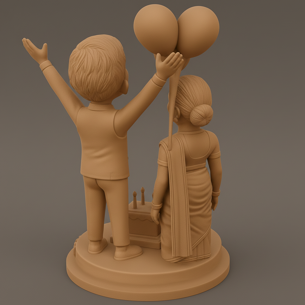silhouette 3d printer maker-3d portrait printing_Joyful Family Birthday Figurine - A Special Keepsake