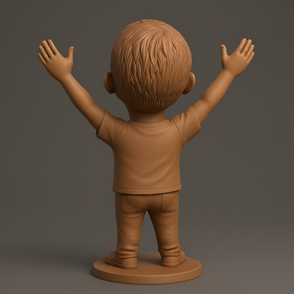 silhouette 3d printer maker-3d portrait printing_Joyful Kid with Outstretched Arms