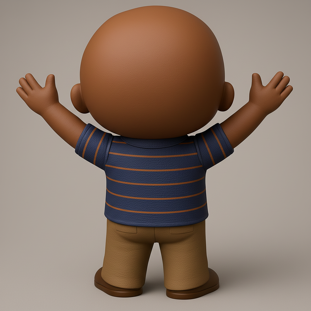 face anatomy 3d model-create 3d face model from photo_Joyful Waving Kid Figure: A Cute Desk Buddy