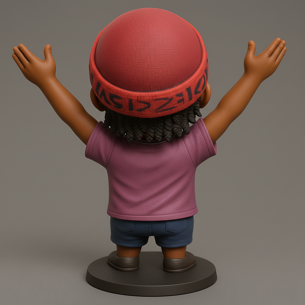 silhouette 3d printer maker-3d portrait printing_Joyful Kid Figure with Arms Up