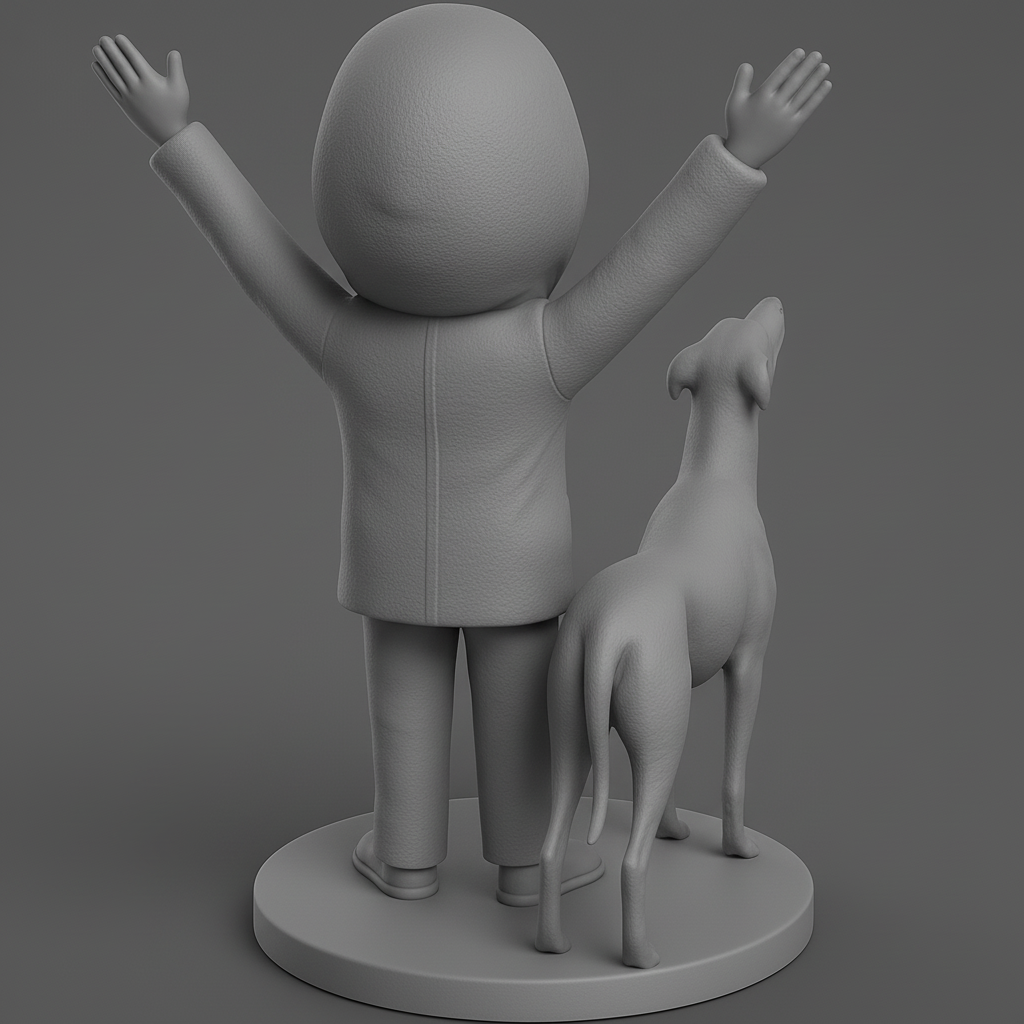 face anatomy 3d model-create 3d face model from photo_Happy Together: Uplifting Person & Dog Figurine