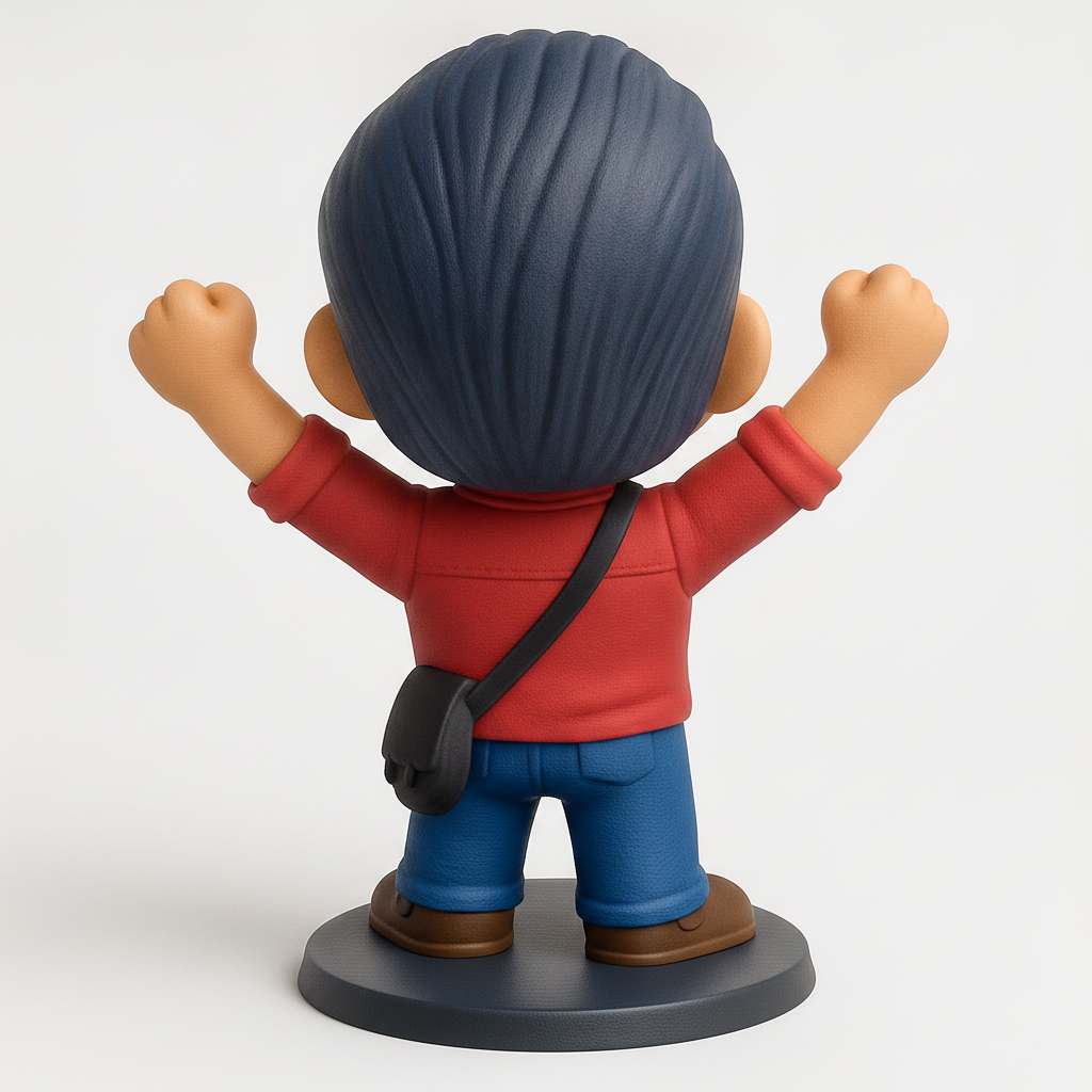 face anatomy 3d model-create 3d face model from photo_Achiever's Delight: Funko-Style Triumphant Figure