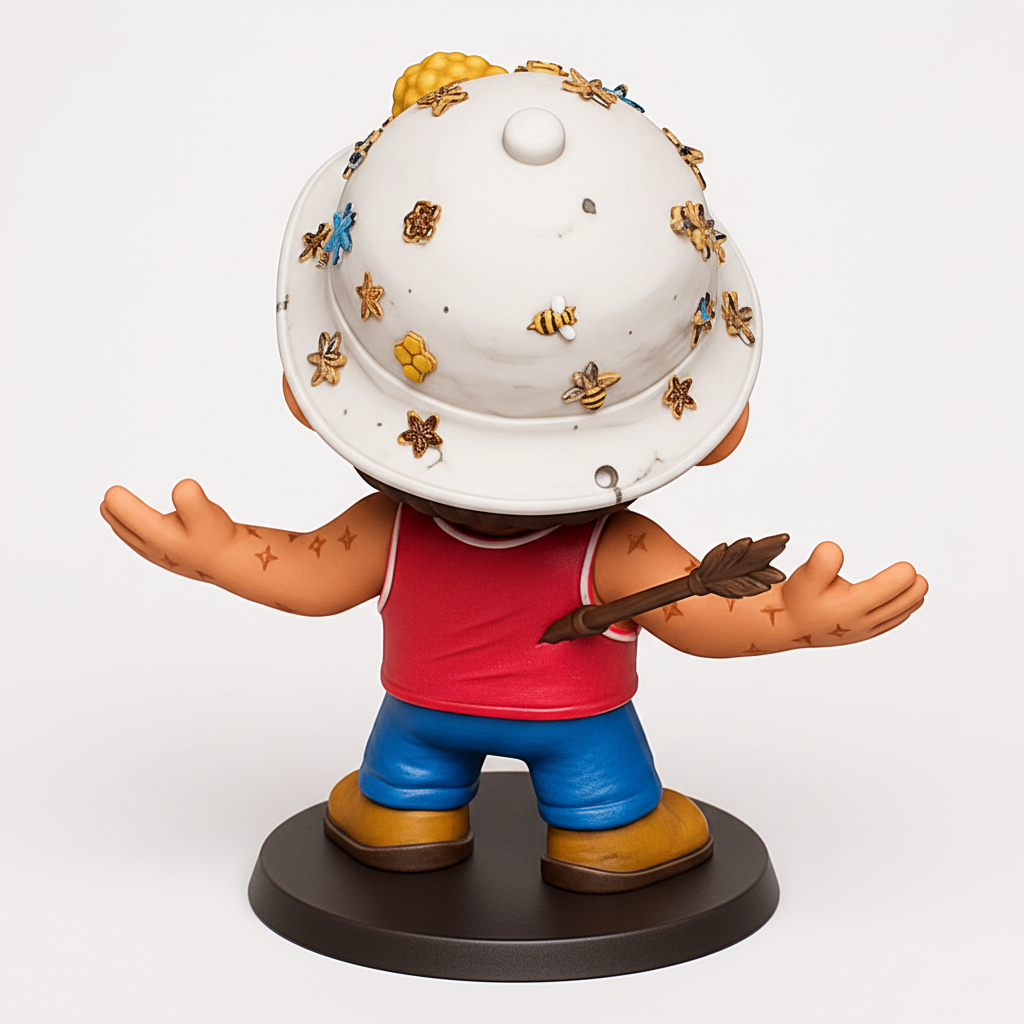 face to 3d model ai-3D portrait printing from photo_Bearded Beekeeper Figure:Quirky Arrow-Struck Honey