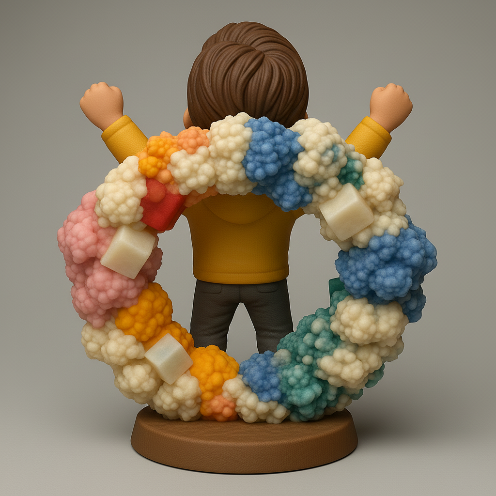 face anatomy 3d model-create 3d face model from photo_Joyful Celebration Figure with Colorful Background