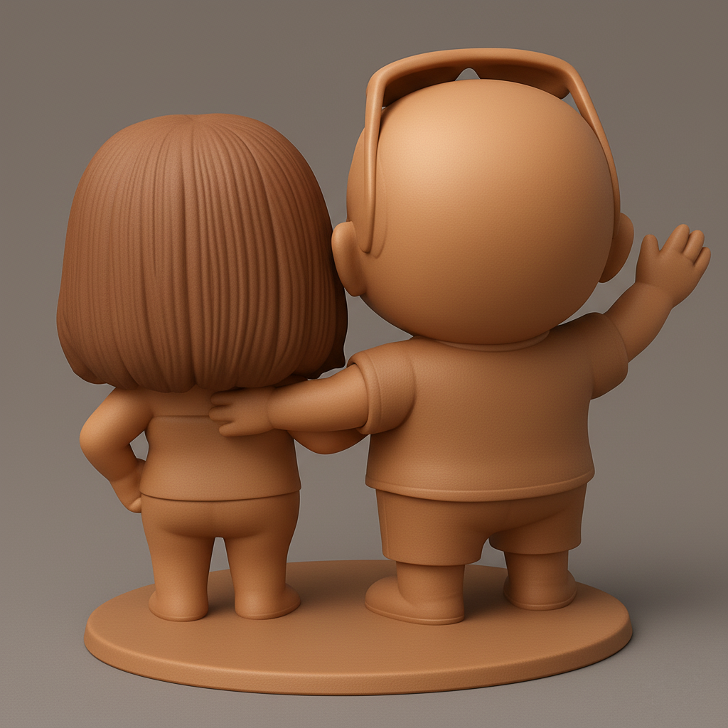 face to 3d model ai-3D portrait printing from photo_Charming Chibi Couple: Celebrate Love & Memories