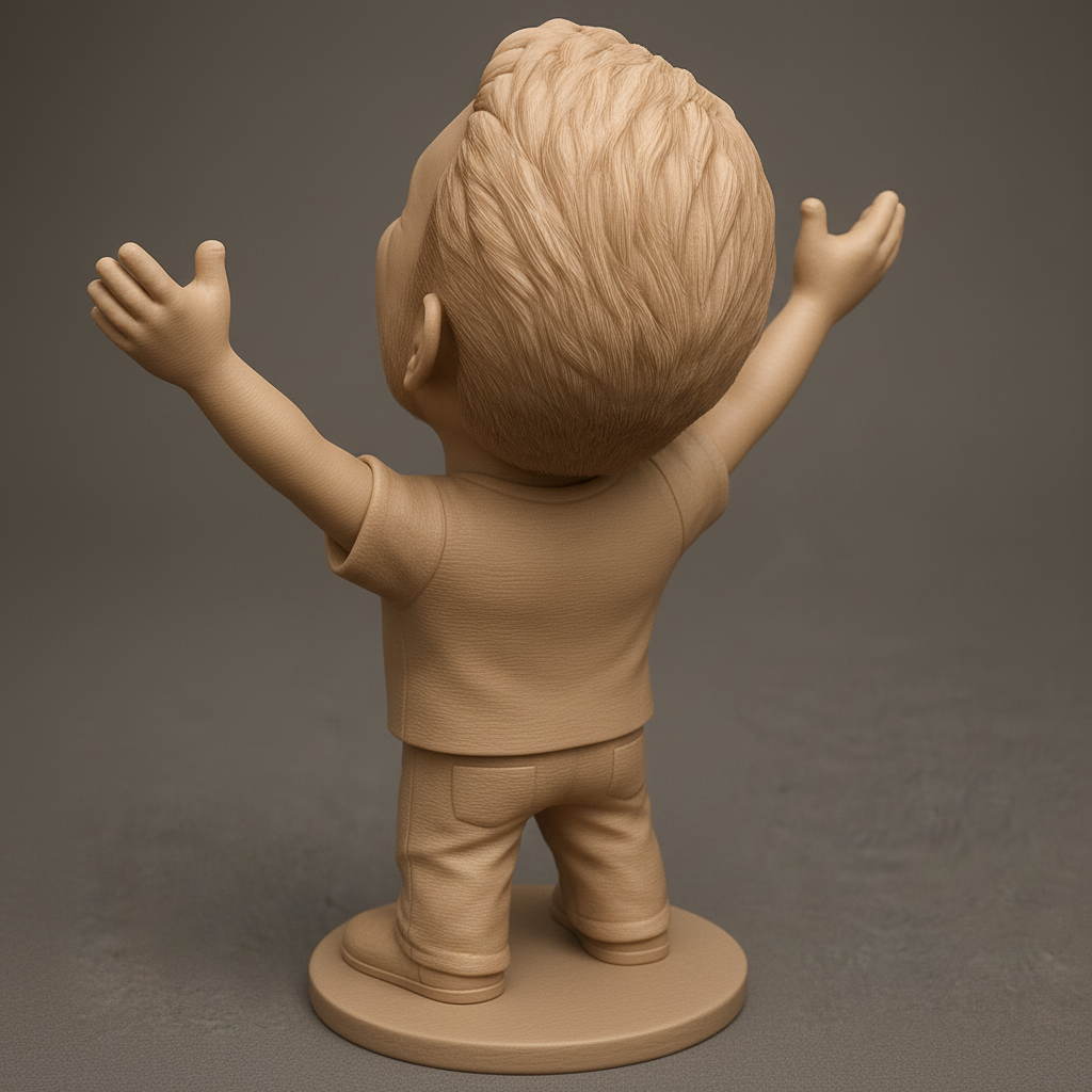 silhouette 3d printer maker-3d portrait printing_Celebrate Joy: Uplifting Happy Man Bobblehead Figurine