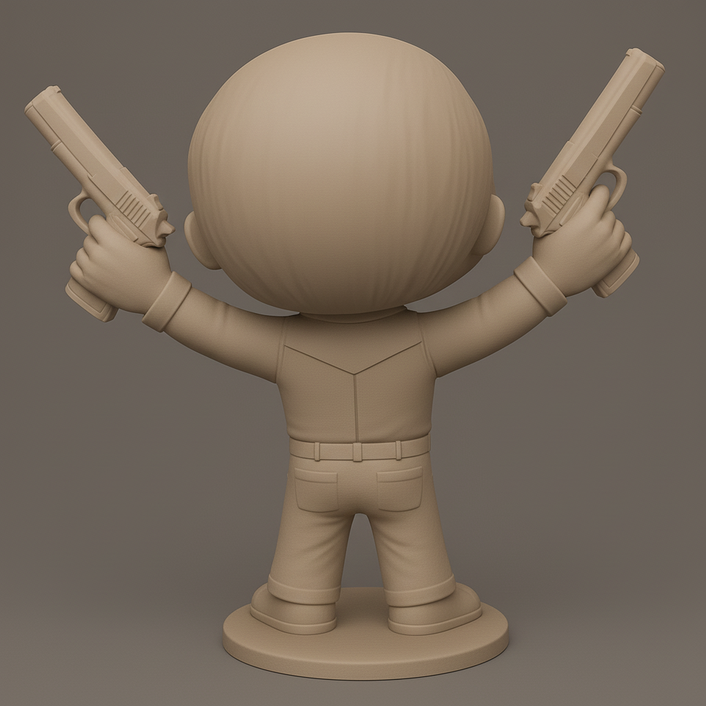 face to 3d model ai-3D portrait printing from photo_Gear Up: Dynamic Dual-Wielding Display Figure