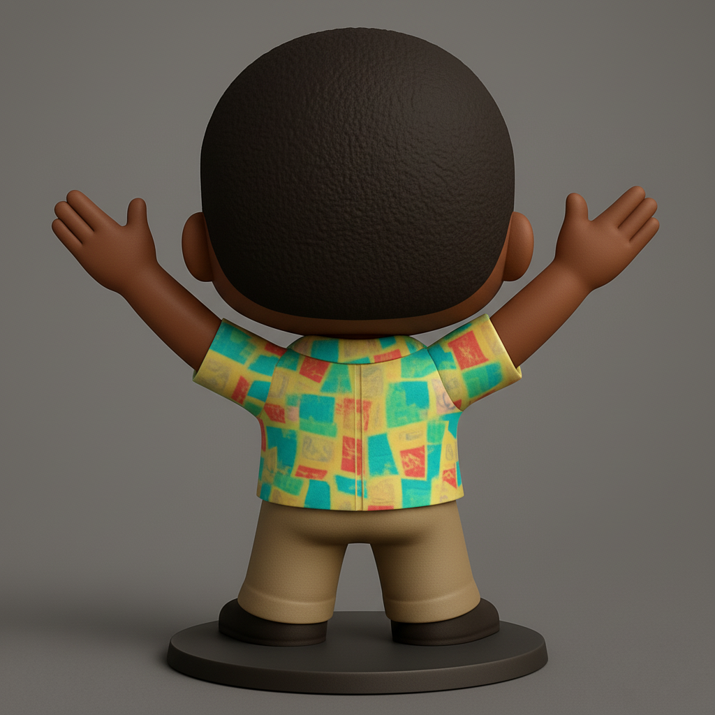 face anatomy 3d model-create 3d face model from photo_Cheerful Pop-Style Collectible Figure - Vibrant Shirt!