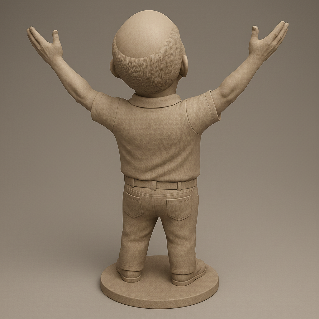 silhouette 3d printer maker-3d portrait printing_Joyful Figurine with Outstretched Arms