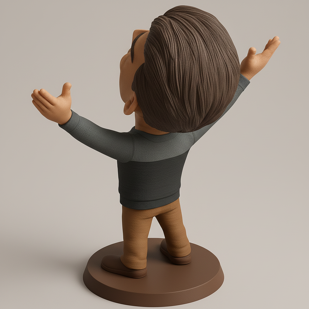 face to 3d model ai-3D portrait printing from photo_Joyful Success Figurine: Embrace Happiness