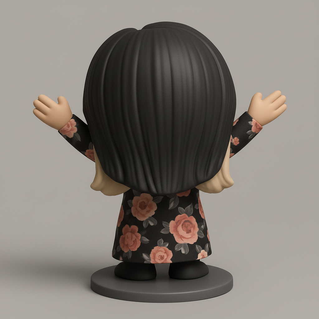 face to 3d model ai-3D portrait printing from photo_Joyful Floral Dress Girl - Charming Collectible Print