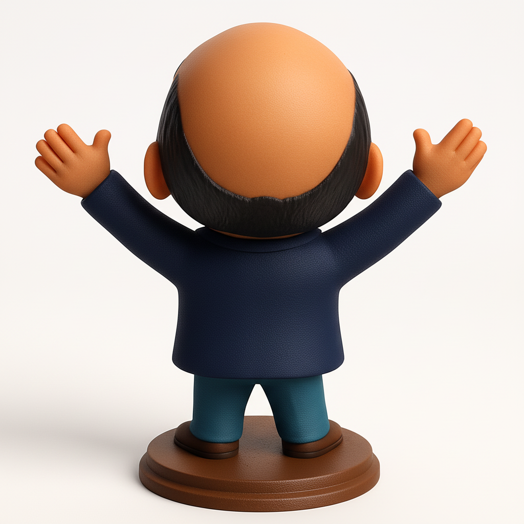 face anatomy 3d model-create 3d face model from photo_Happy Man Bobblehead - Good Vibes Desk Decor