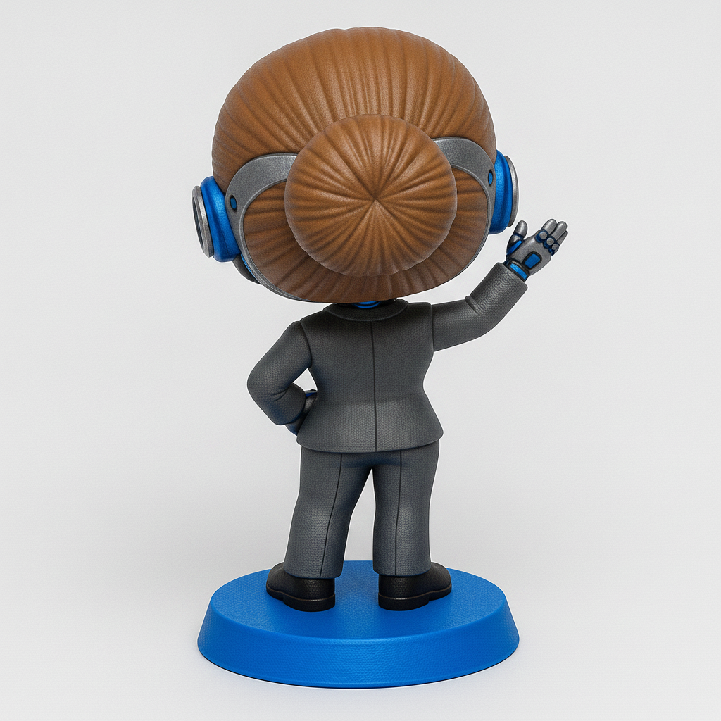 face to 3d model ai-3D portrait printing from photo_Friendly Robotic Businesswoman Bobblehead Figurine