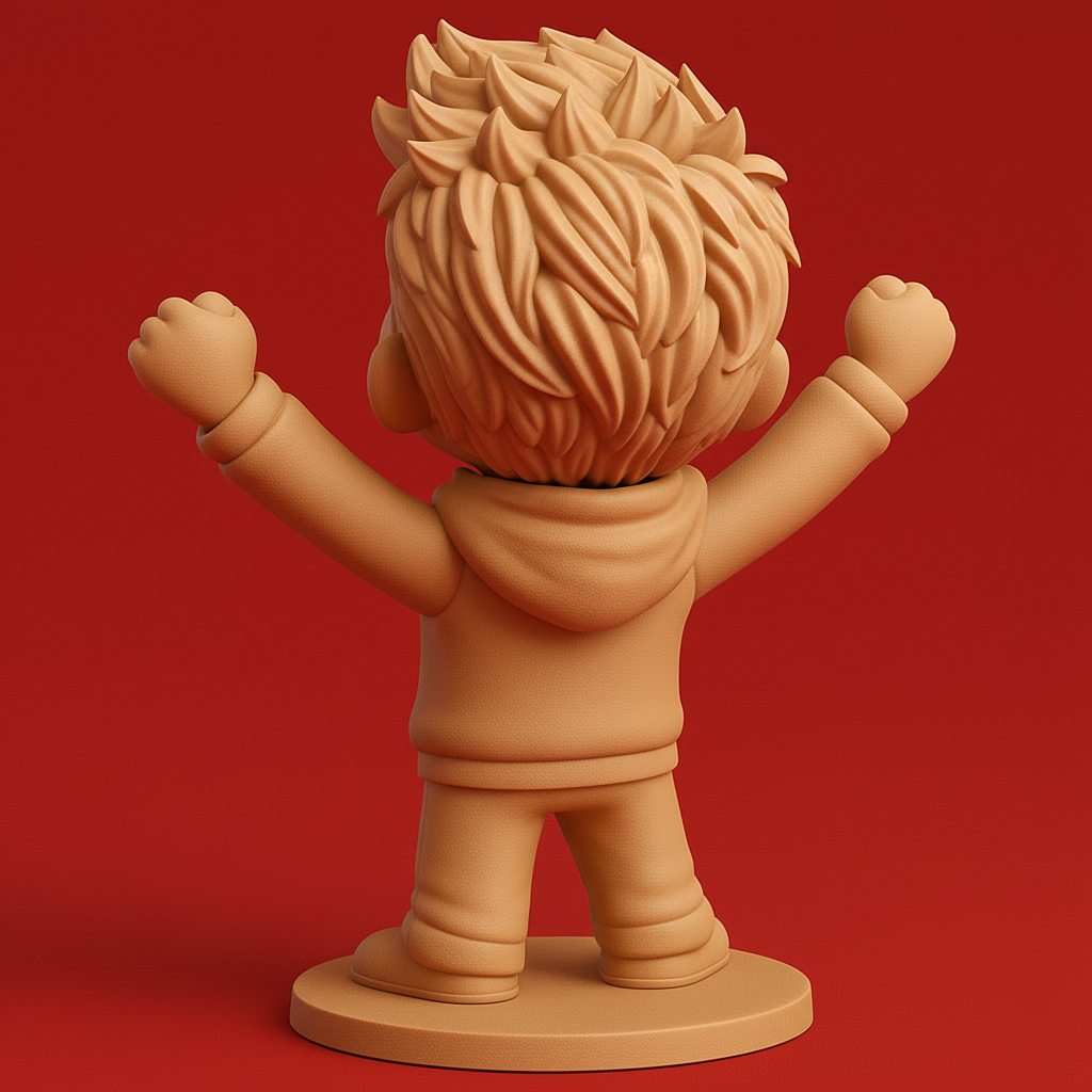 face to 3d model ai-3D portrait printing from photo_Joyful Victory Kid Figurine: Print & Inspire!