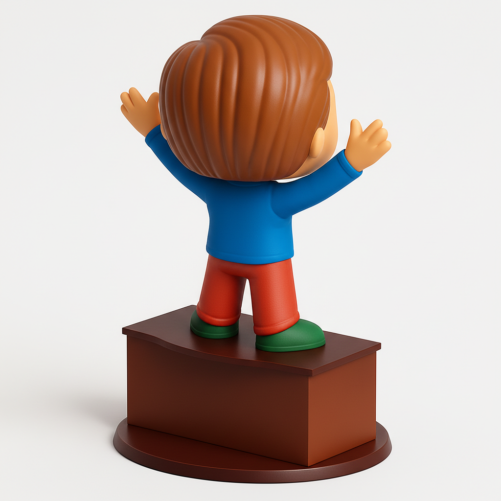 face to 3d model ai-3D portrait printing from photo_Vibrant Happy Boy Figure Desk Decor