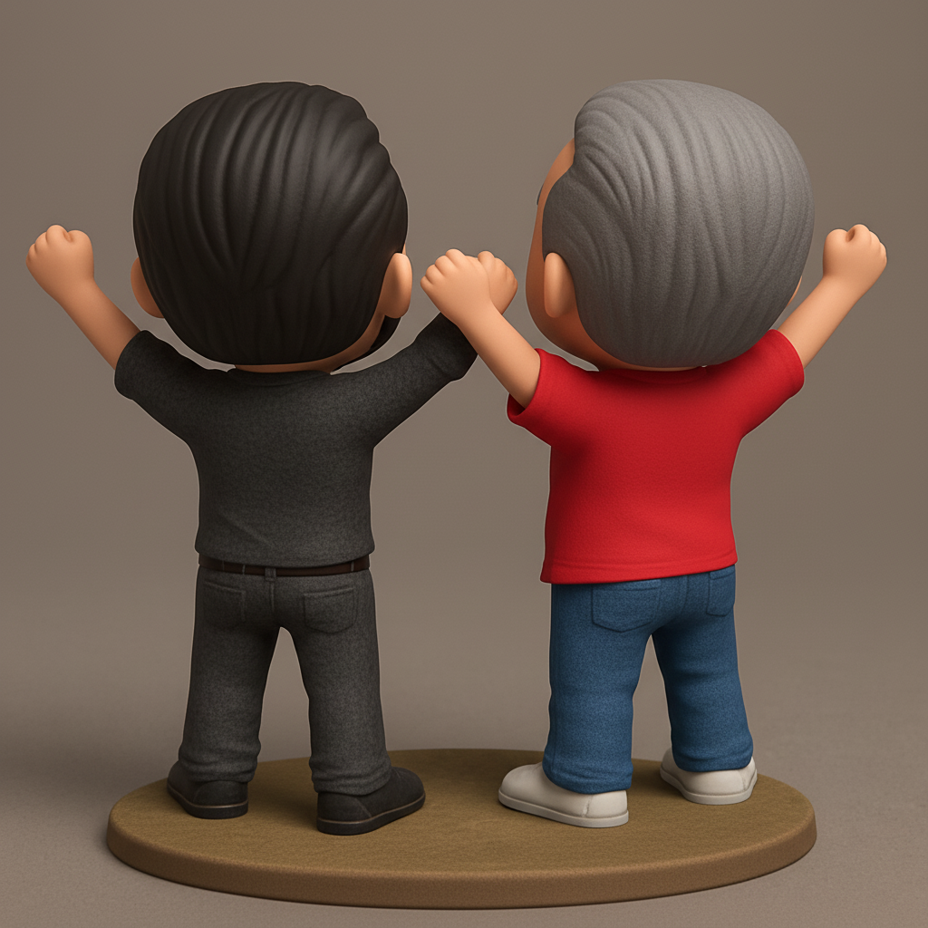 face anatomy 3d model-create 3d face model from photo_Joyful Duo Friends Figurine - Celebrate Together!