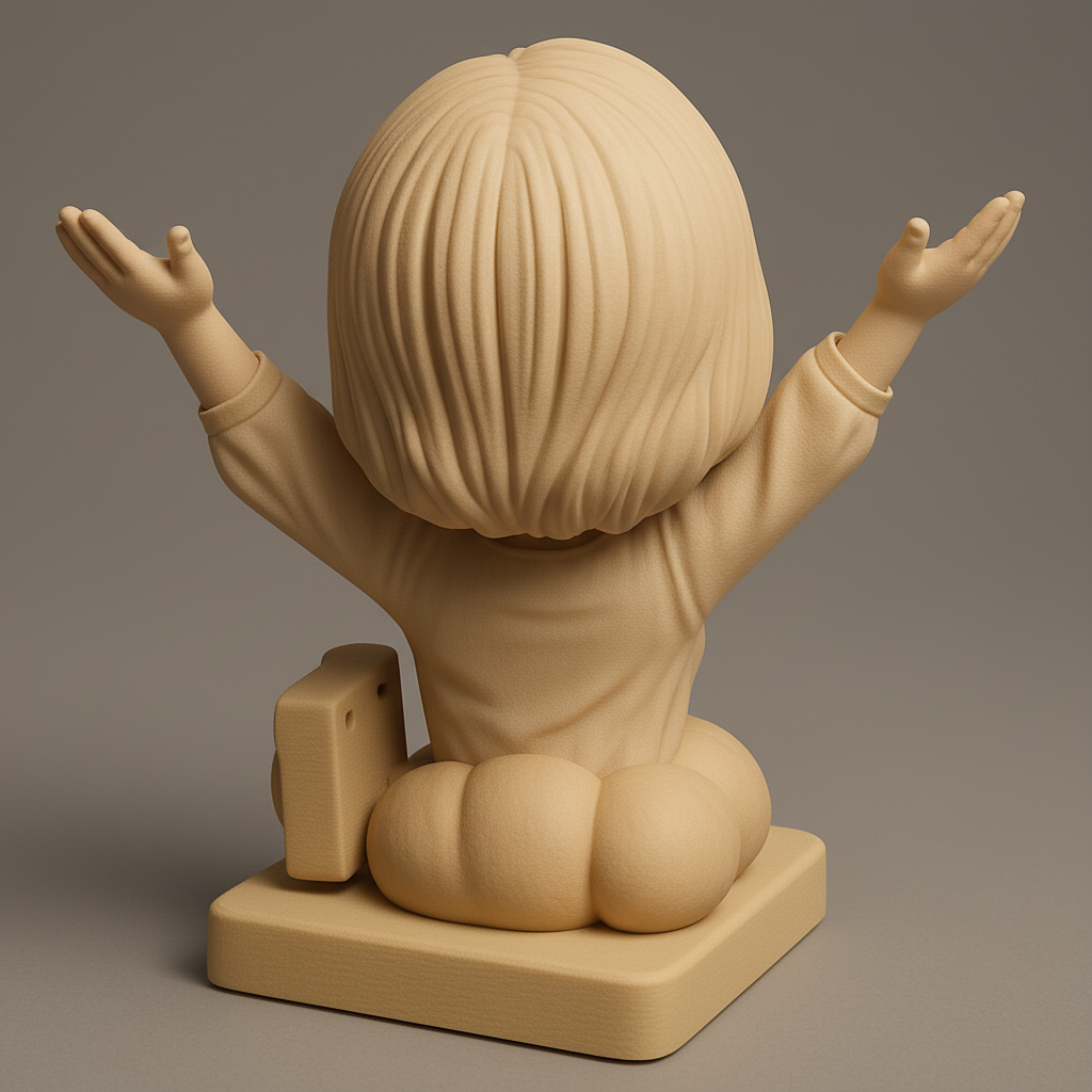 face to 3d model ai-3D portrait printing from photo_Celebrate Joy: Happy Girl Photographer Bust