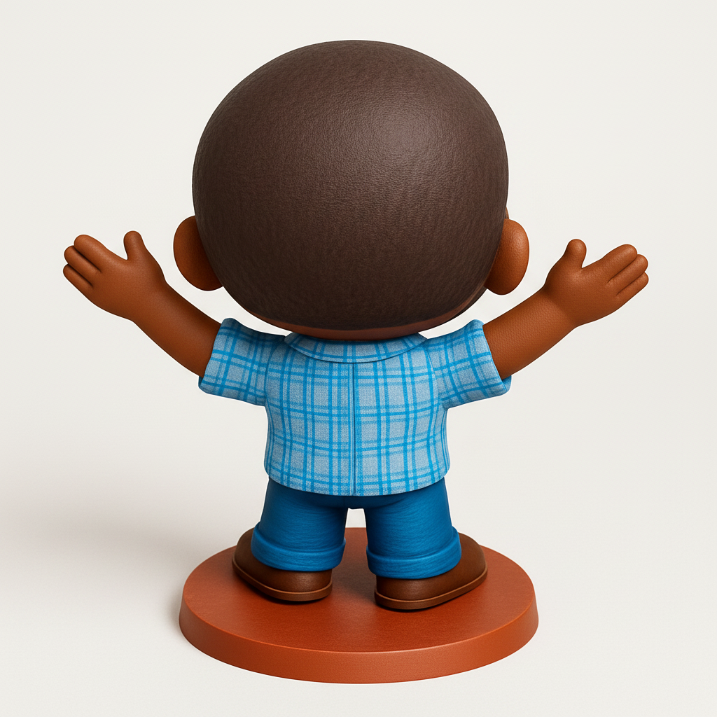 face to 3d model ai-3D portrait printing from photo_Joyful Chibi Character Figurine - Welcoming Desk Pal