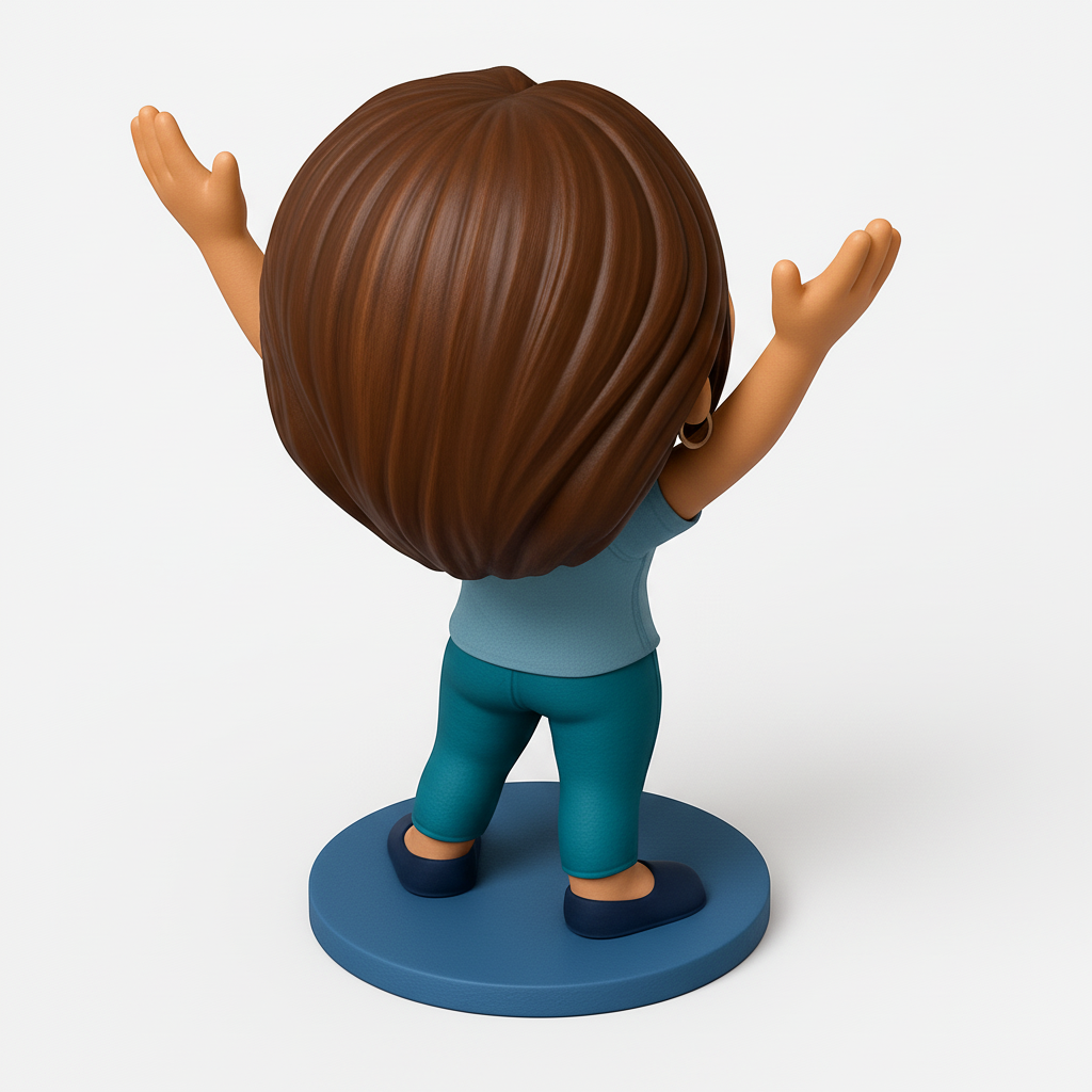 face to 3d model ai-3D portrait printing from photo_Joyful Cartoon Woman Figure - Celebrate & Display!