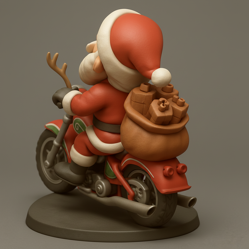 silhouette 3d printer maker-3d portrait printing_Rev Up Christmas! Biker Santa 3D Model