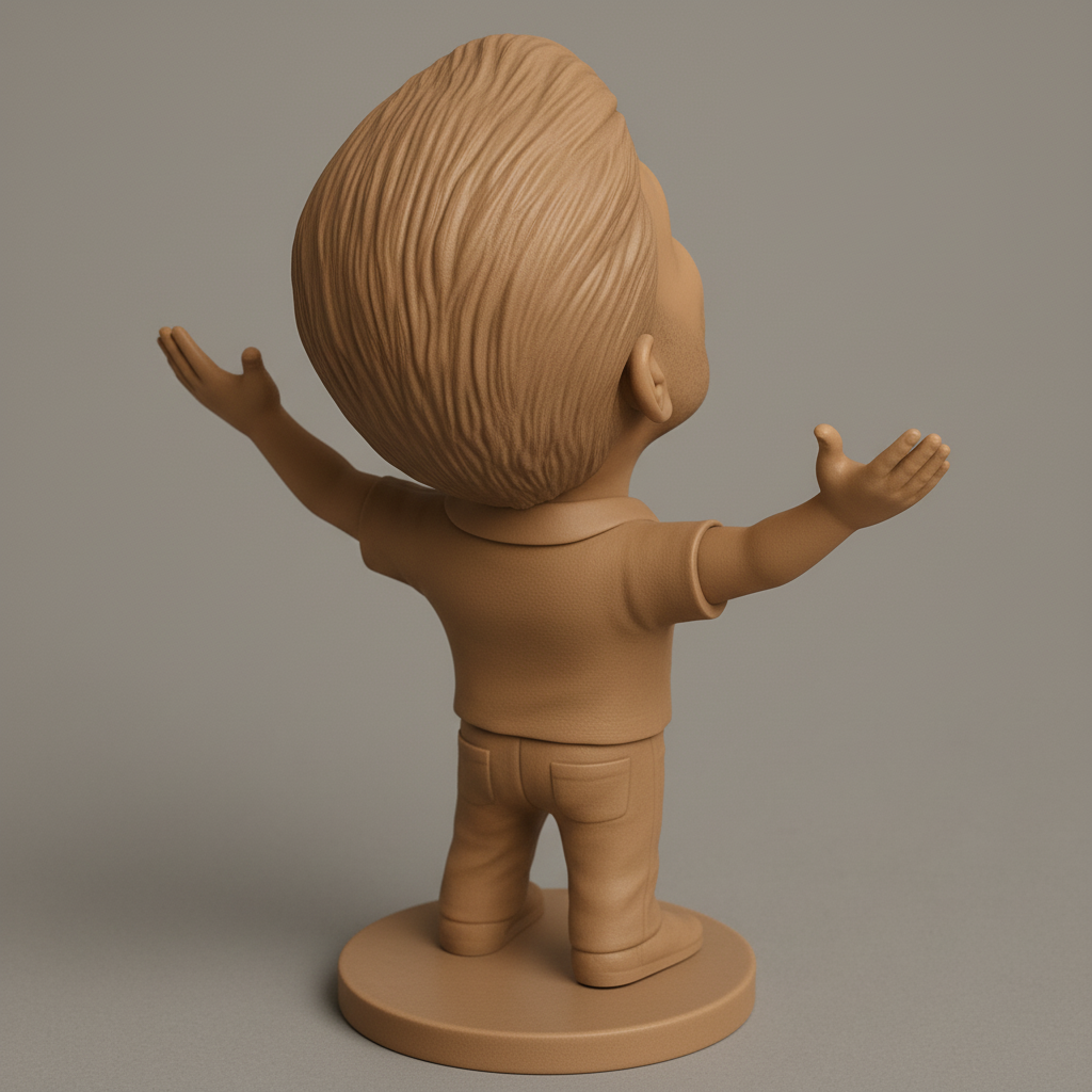face to 3d model ai-3D portrait printing from photo_Spread Happiness: Joyful Pose Bobblehead Figurine