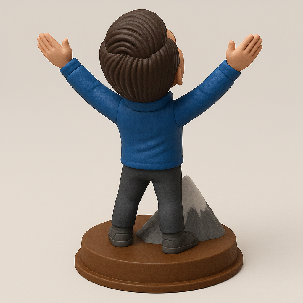 silhouette 3d printer maker-3d portrait printing_Victorious Mount Everest Climber Figurine