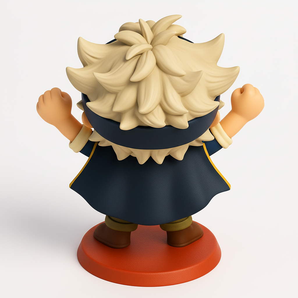 face to 3d model ai-3D portrait printing from photo_Asta's Heroic Cheer - Black Clover Chibi Figurine