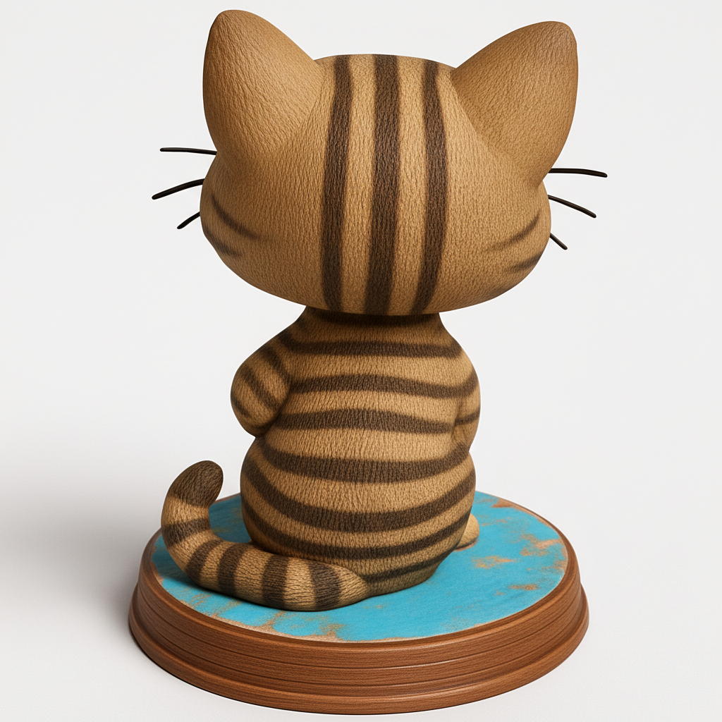 face to 3d model ai-3D portrait printing from photo_Charming Big-Eyed Kitty Statue - Fun 3D Print & Decor