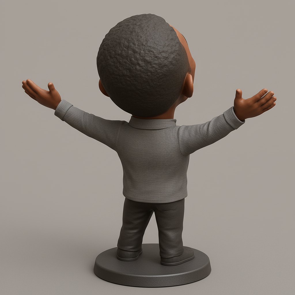 face to 3d model ai-3D portrait printing from photo_Triumphant Joy Bobblehead: Celebrate Success Figurine