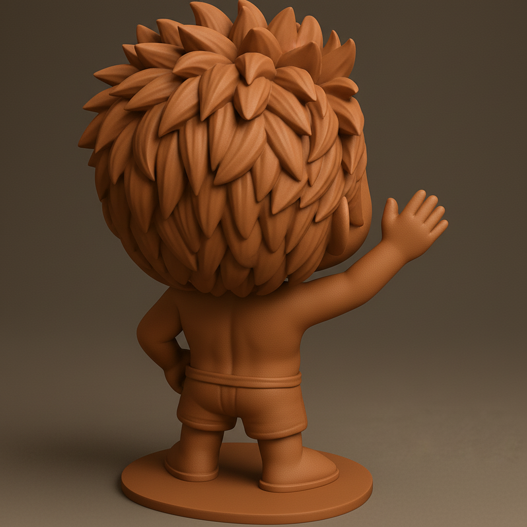 face to 3d model ai-3D portrait printing from photo_Chibi Joy: Happy Waving Boy Collectible Figure