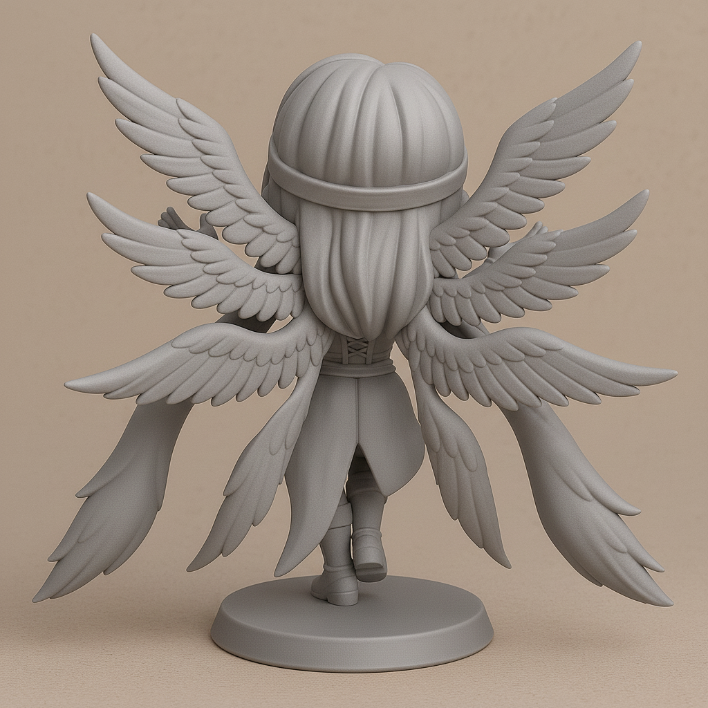 silhouette 3d printer maker-3d portrait printing_Majestic Winged Guardian Figurine