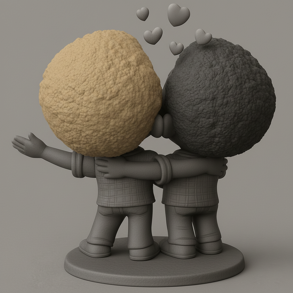 face to 3d model ai-3D portrait printing from photo_Chibi Loving Couple Statue - Perfect Romantic Gift
