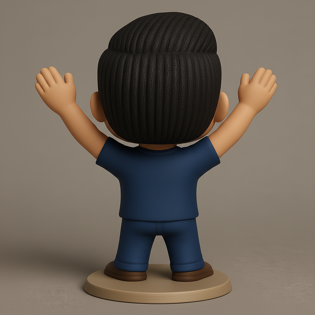 face to 3d model ai-3D portrait printing from photo_Joyful Waving Figure: Funko-Inspired Desk Buddy