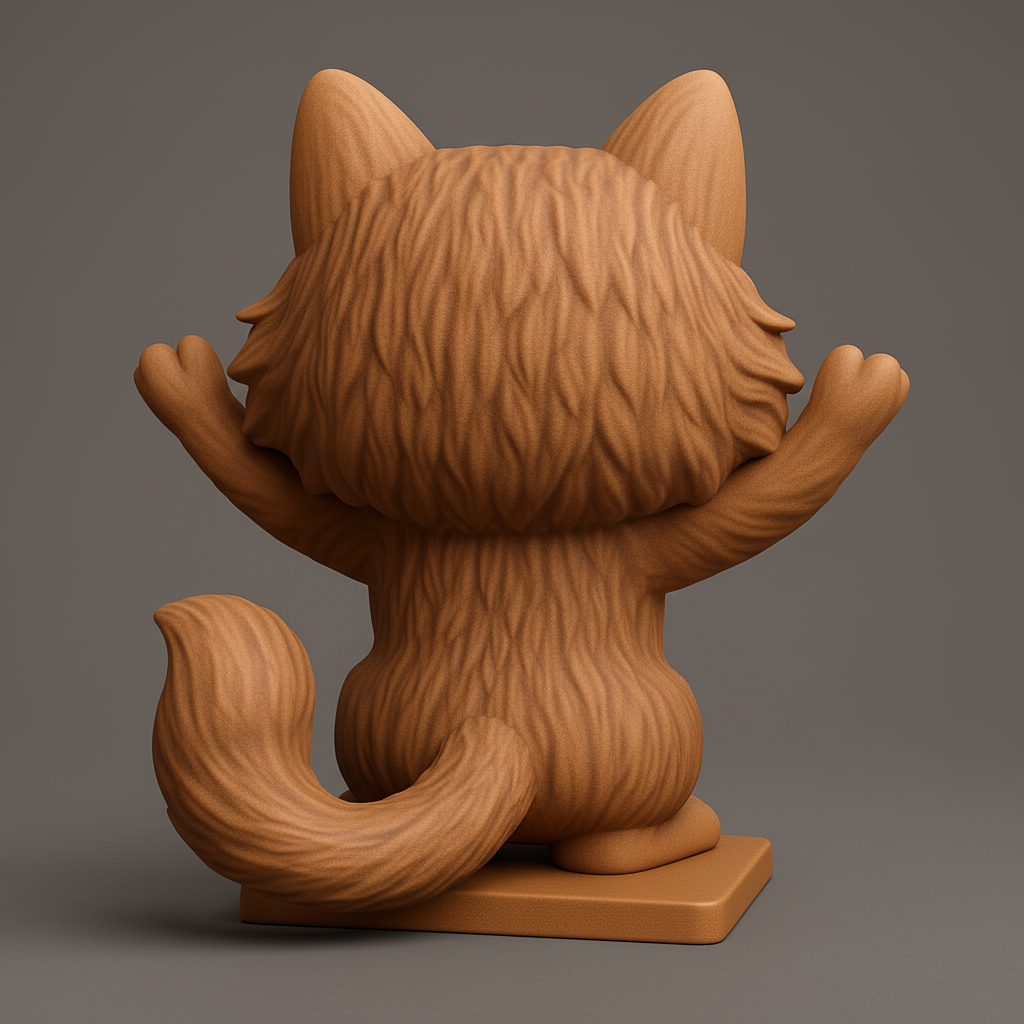 face to 3d model ai-3D portrait printing from photo_Happy Waving Cat Figurine - Adorable Desk Buddy