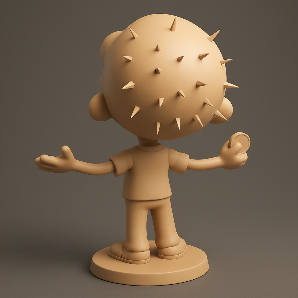 silhouette 3d printer maker-3d portrait printing_Cheerful Cartoon Character Figurine