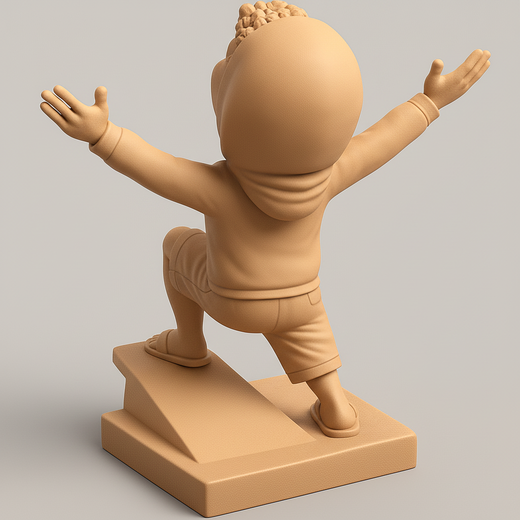 face to 3d model ai-3D portrait printing from photo_Celebrate Joy: Victorious Youth Figurine 3D Model
