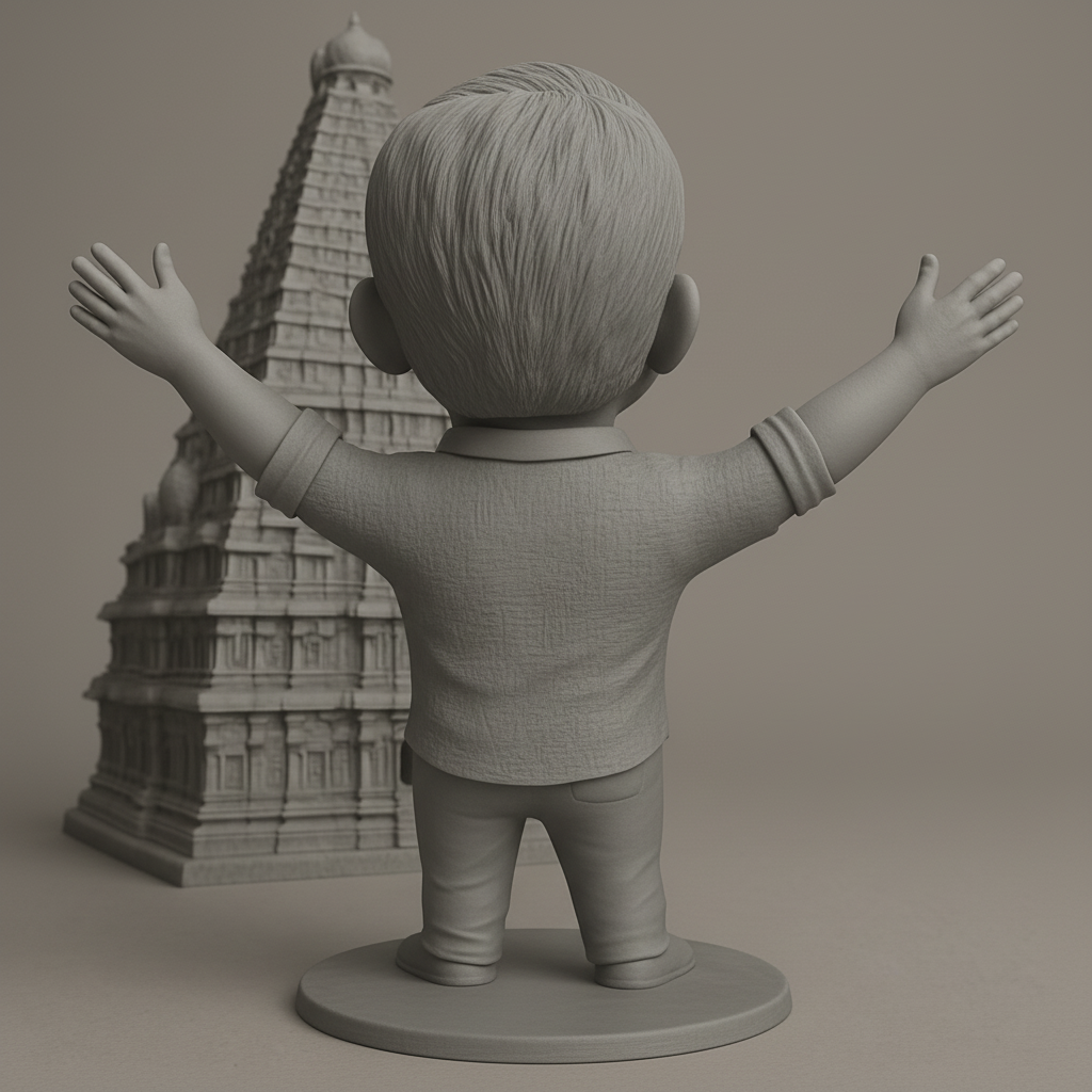 face anatomy 3d model-create 3d face model from photo_Custom Joyful Caricature & Brihadeeswarar Temple