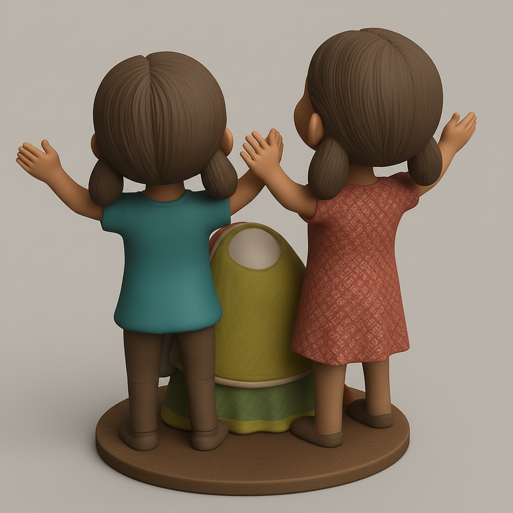 silhouette 3d printer maker-3d portrait printing_Uplifting Joy: Happy Girls & Adorable Companions