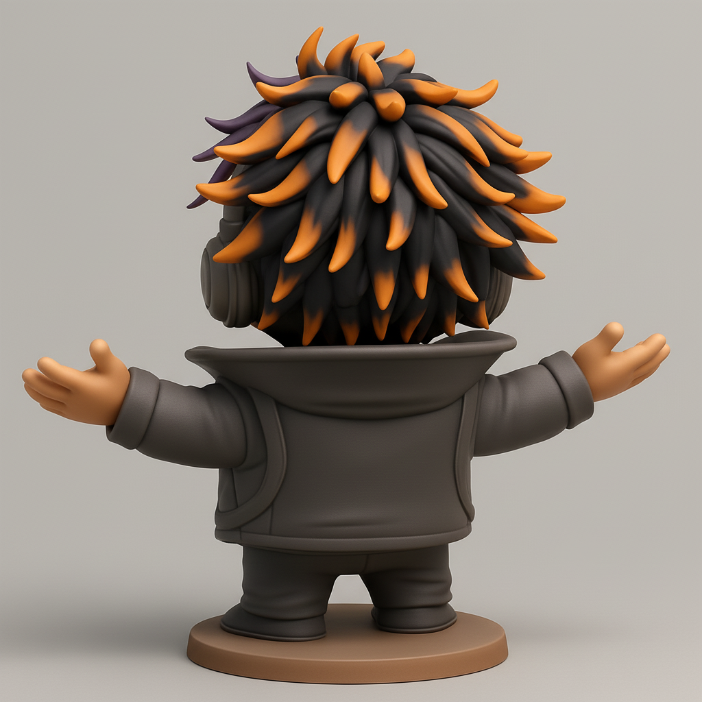 silhouette 3d printer maker-3d portrait printing_Joyful Chibi Gamer: Arms Wide Open for a Hug!