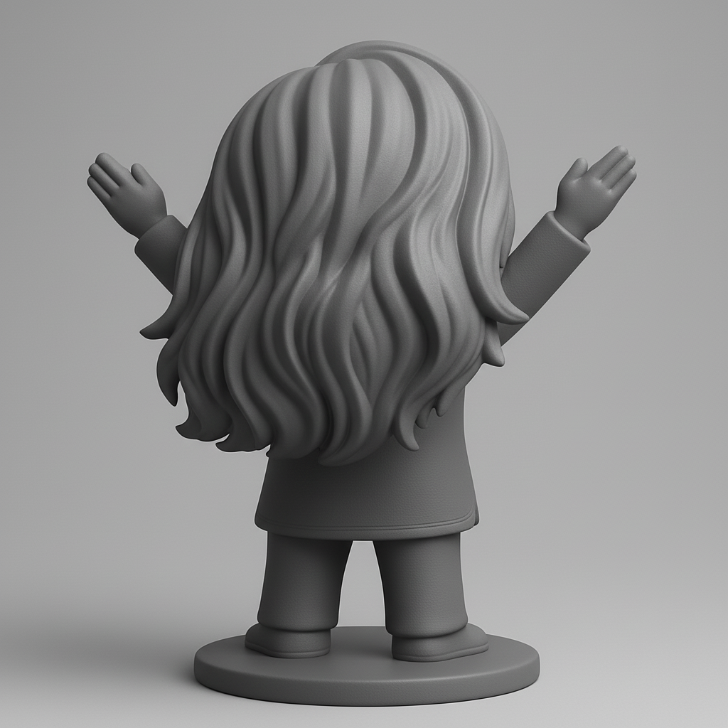 face to 3d model ai-3D portrait printing from photo_Sunshine Smile Chibi Figurine - Happy & Welcoming Pose