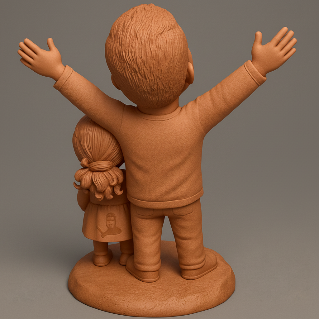 face anatomy 3d model-create 3d face model from photo_Joyful Uncle Niece Embrace: A Loving Bond Statue