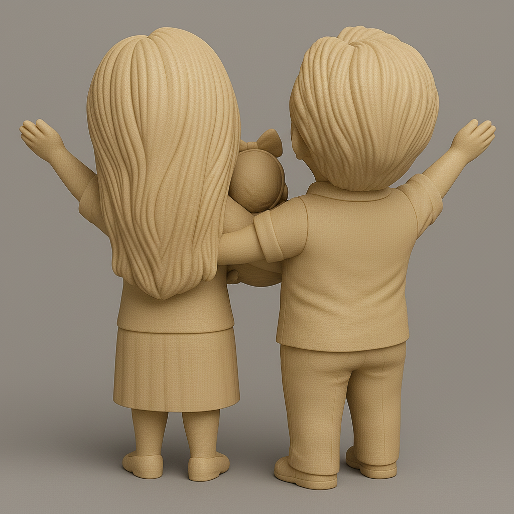 silhouette 3d printer maker-3d portrait printing_Joyful Family Celebration Figurine