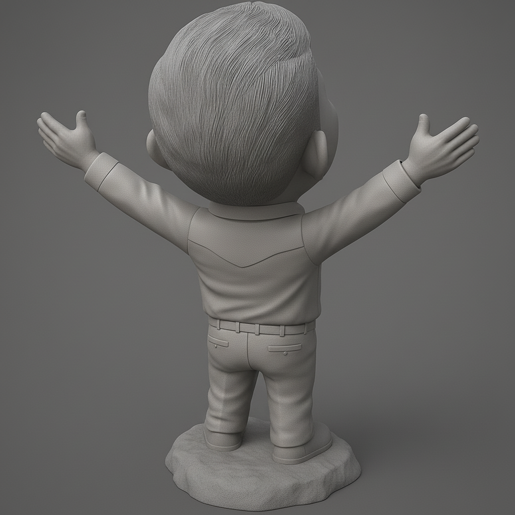 silhouette 3d printer maker-3d portrait printing_Embrace Joy: Happy Bobblehead Statue