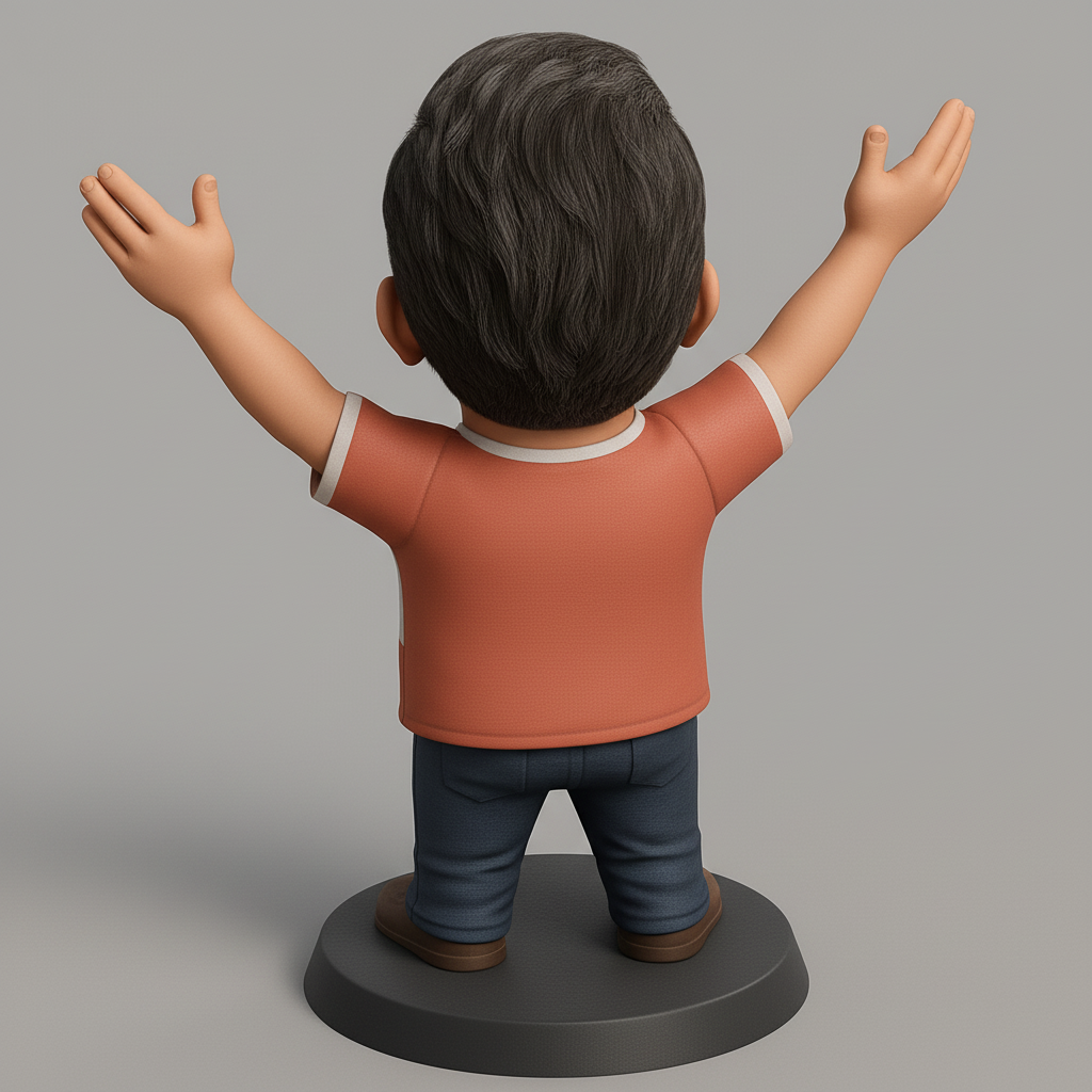 silhouette 3d printer maker-3d portrait printing_Happy Man Bobblehead Figurine - Perfect Desk Companion