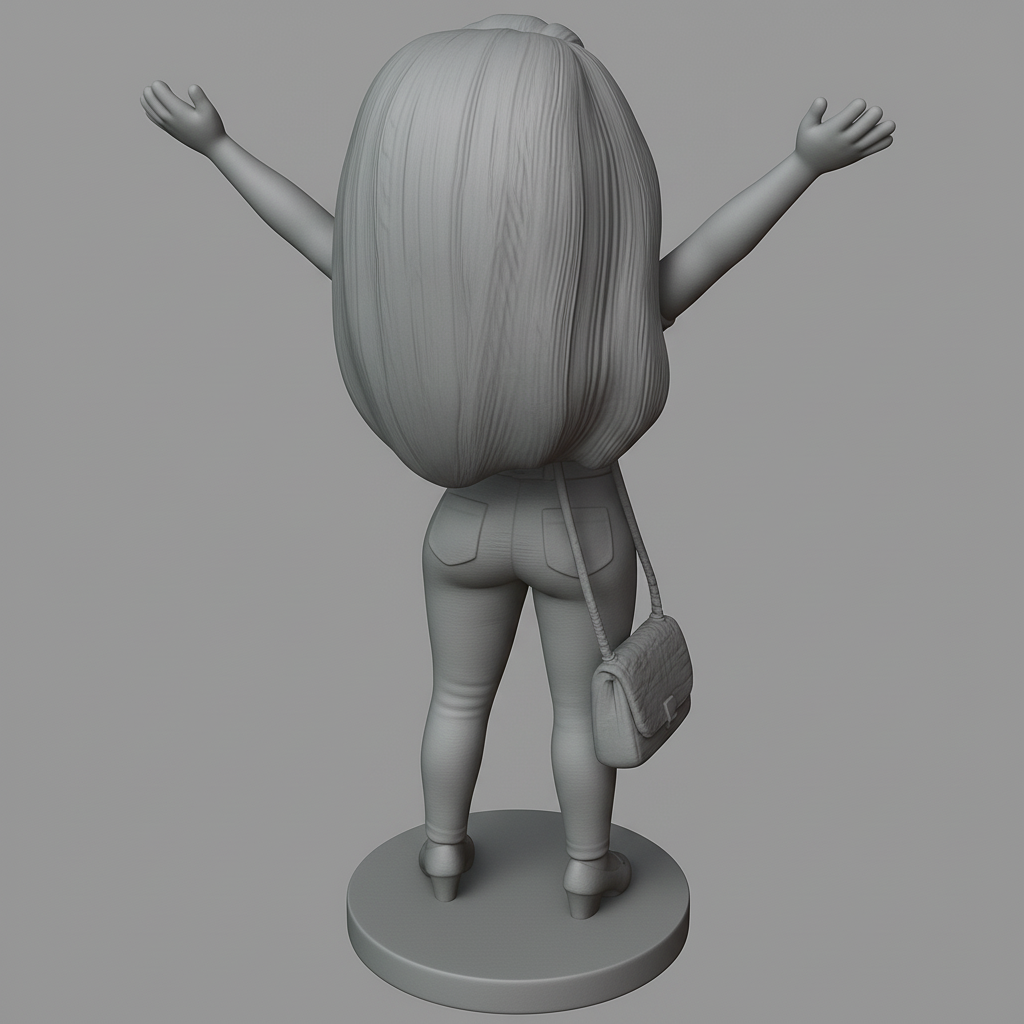 silhouette 3d printer maker-3d portrait printing_Joyful 3D Figurine with Outstretched Arms