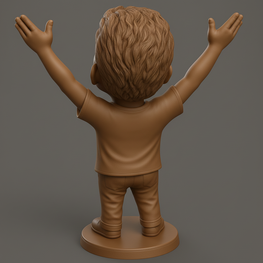 face to 3d model ai-3D portrait printing from photo_Victorious Vibe: Uplifting Happy Man Desk Buddy