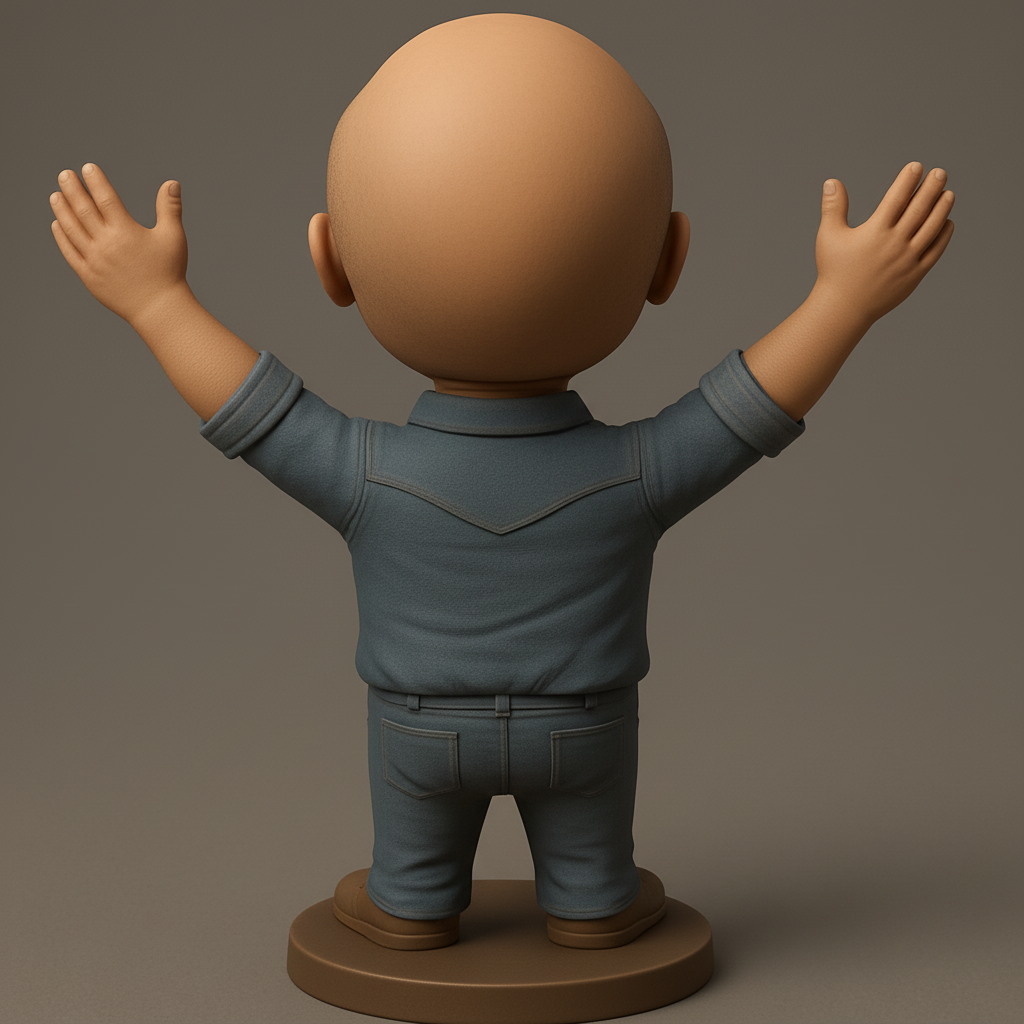 silhouette 3d printer maker-3d portrait printing_Happy Guy Bobblehead: Spread Joy & Positivity!